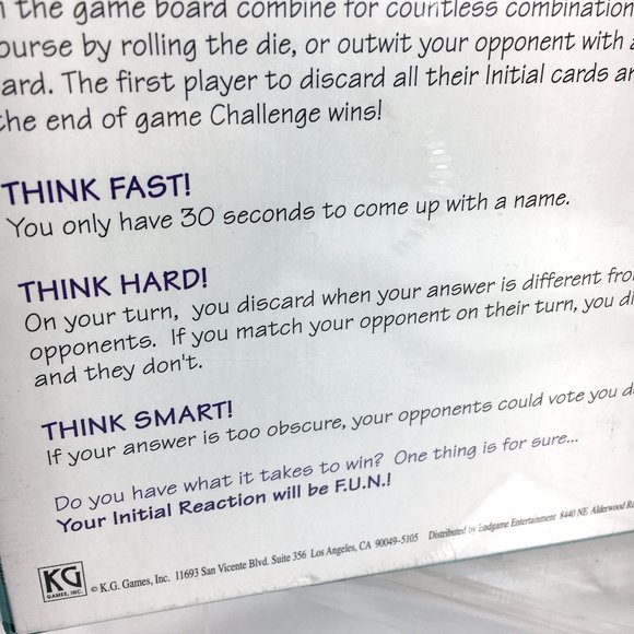 Initial Reaction Where The Names Are The Game Adult Board Game - Picture 5 of 10